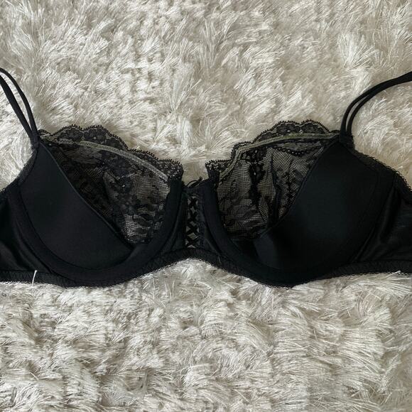 Victoria's Secret Black Unlined Lace Demi Bra Sz 34C - Picture 4 of 8
